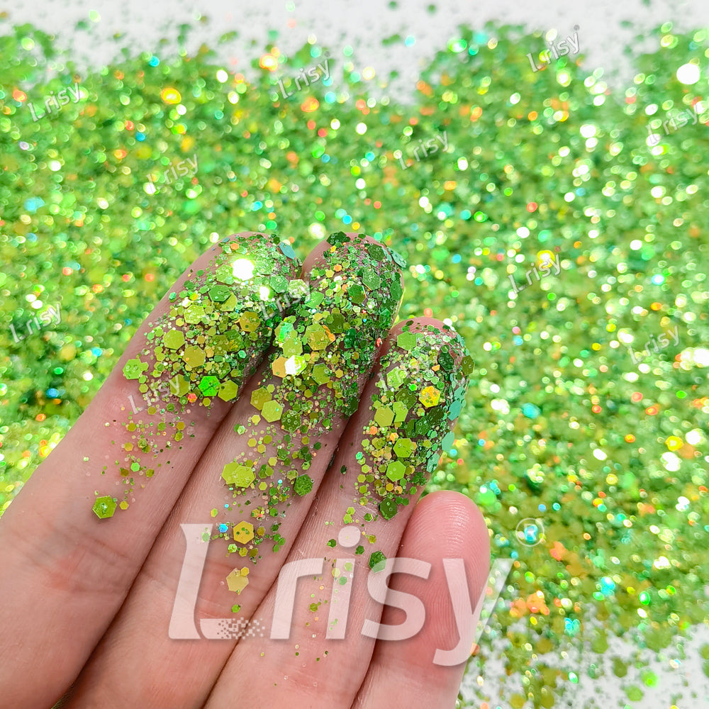 General Mixed Green To Gold Color Shift Solvent Resistant Glitter S-BSL204