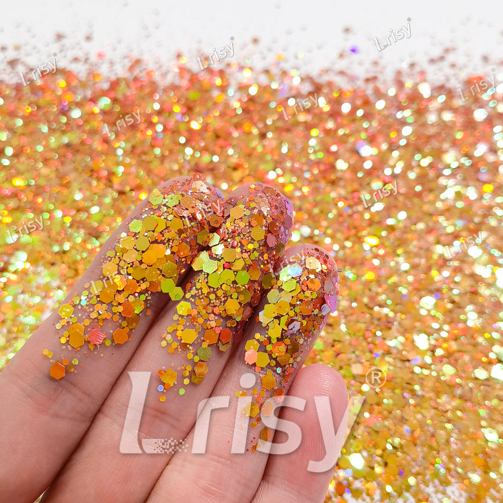 General Mixed Orange To Green Color Shift Solvent Resistant Glitter S-BSL203