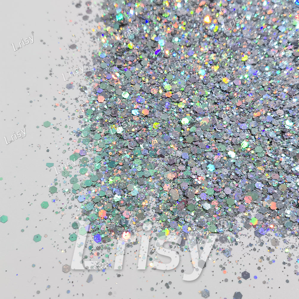 General Mixed Silver To Green Color Shift Solvent Resistant Glitter S-BSL201
