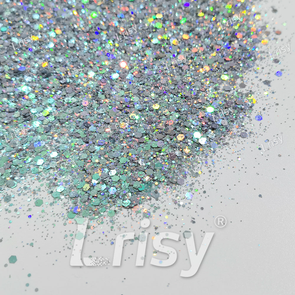 General Mixed Silver To Green Color Shift Solvent Resistant Glitter S-BSL201