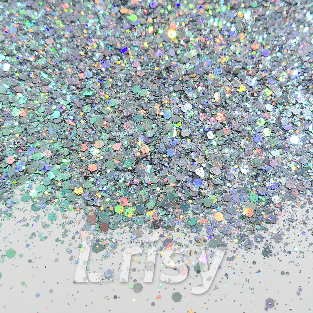 General Mixed Silver To Green Color Shift Solvent Resistant Glitter S-BSL201