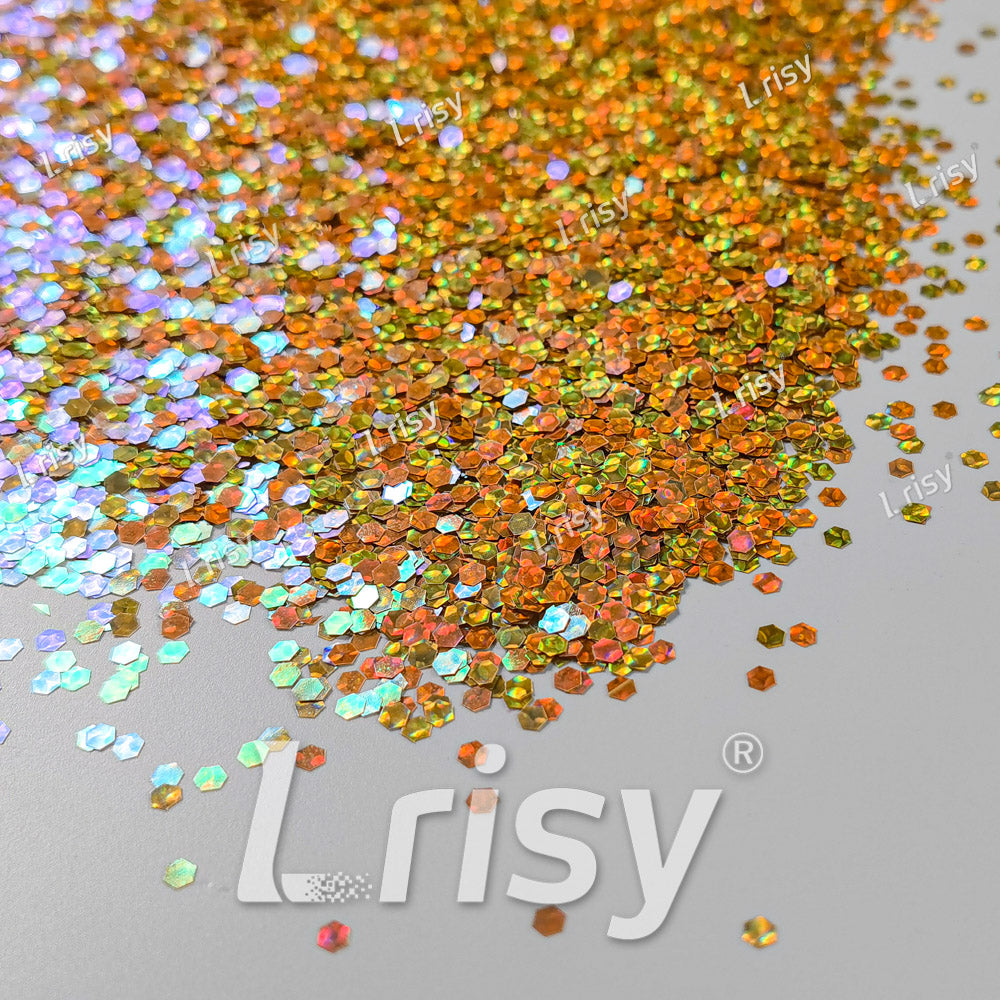 2.5mm Holographic & Color Shift Orange Gold Chunky Glitter Dream Stone LAD05