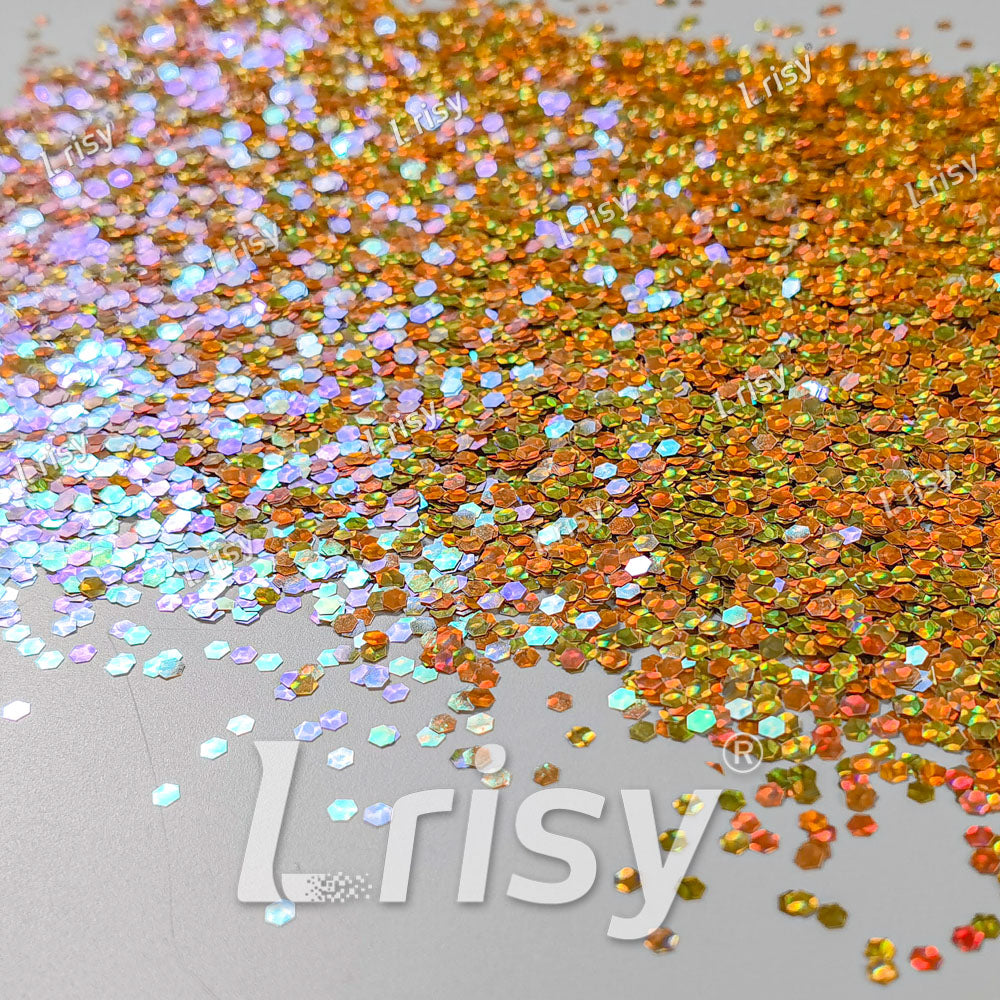 2.5mm Holographic & Color Shift Orange Gold Chunky Glitter Dream Stone LAD05