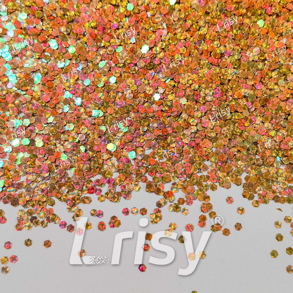2.5mm Holographic & Color Shift Orange Gold Chunky Glitter Dream Stone LAD05