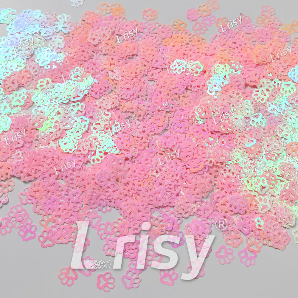 Cat PAWS Shaped Iridescent Tender Pink Glitter C018R
