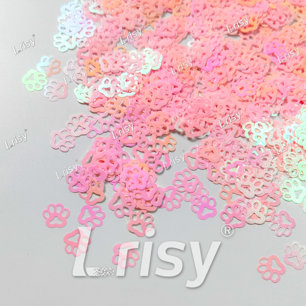 Cat PAWS Shaped Iridescent Tender Pink Glitter C018R