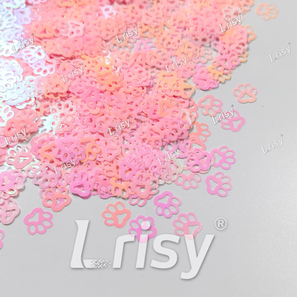 Cat PAWS Shaped Iridescent Tender Pink Glitter C018R