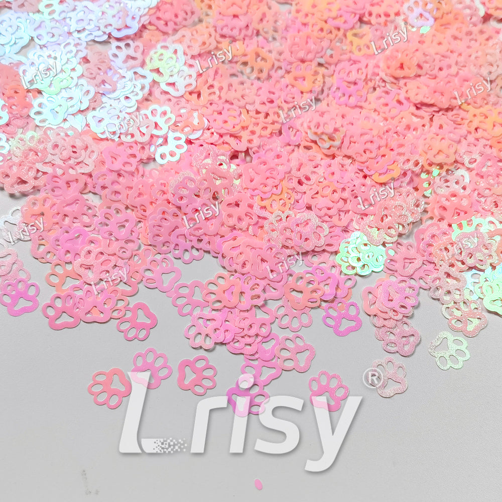 Cat PAWS Shaped Iridescent Tender Pink Glitter C018R