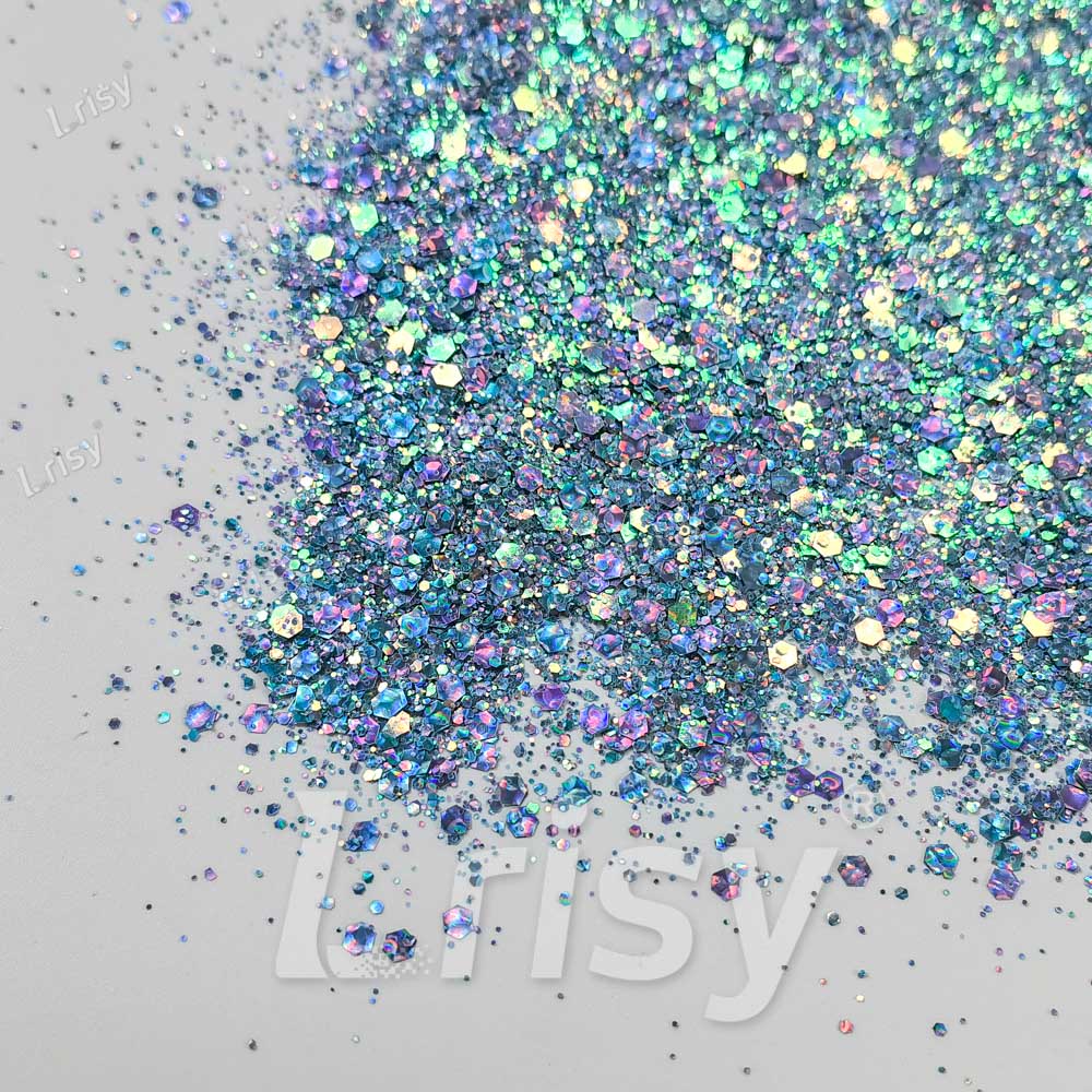 Fine & Chunky Mixed Holographic & Color Shift Electric Blue Glitter LAD02