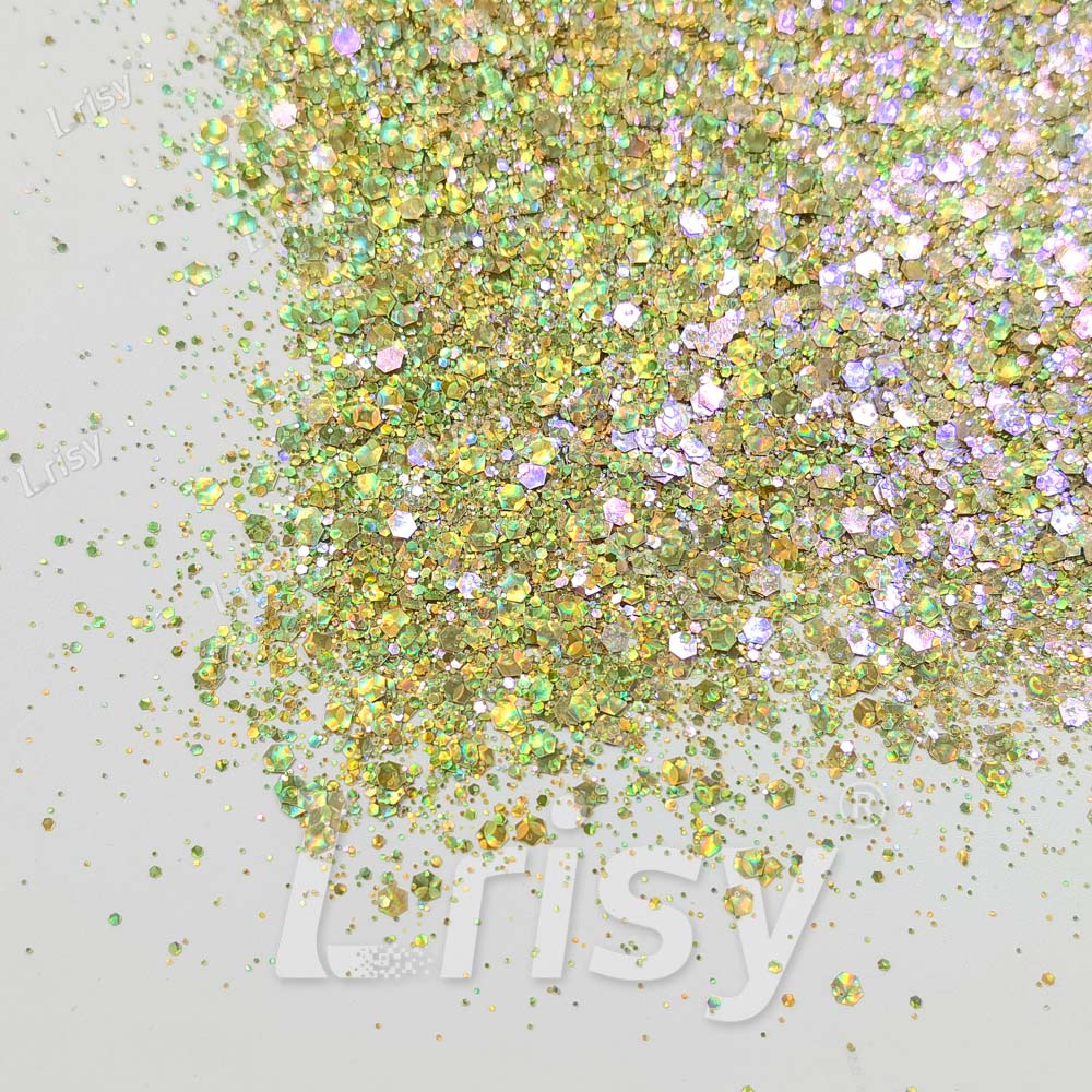 Fine & Chunky Mixed Holographic & Color Shift Lettuce Green Glitter LAD06