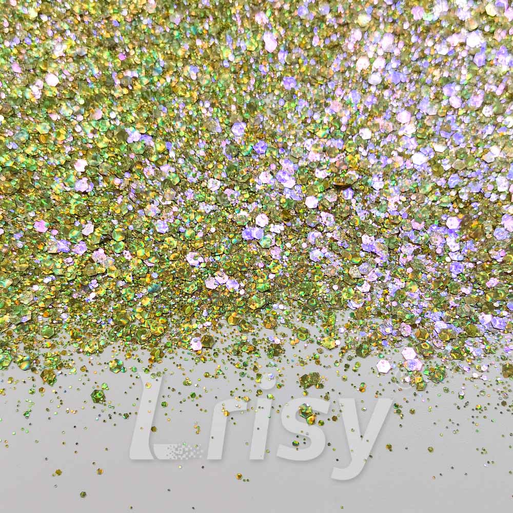 Fine & Chunky Mixed Holographic & Color Shift Lettuce Green Glitter LAD06