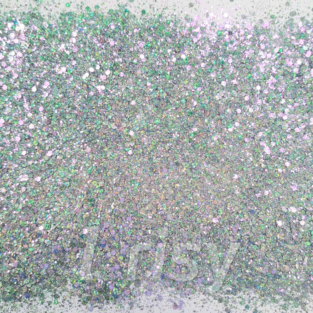 Fine & Chunky Mixed Holographic & Color Shift Emerald Green Glitter LAD09
