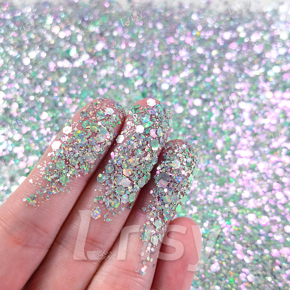 Fine & Chunky Mixed Holographic & Color Shift Emerald Green Glitter LAD09