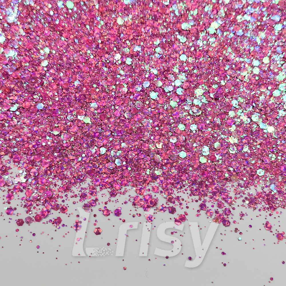Fine & Chunky Mixed Holographic & Color Shift Ruby Red Glitter LAD07