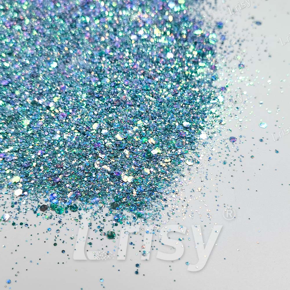 Fine & Chunky Mixed Holographic & Color Shift Ocean Green Glitter LAD03