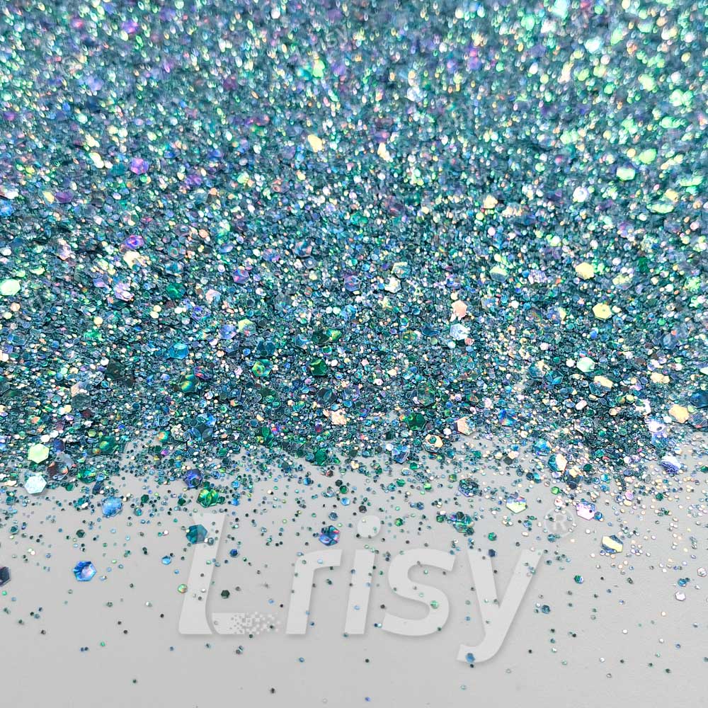 Fine & Chunky Mixed Holographic & Color Shift Ocean Green Glitter LAD03