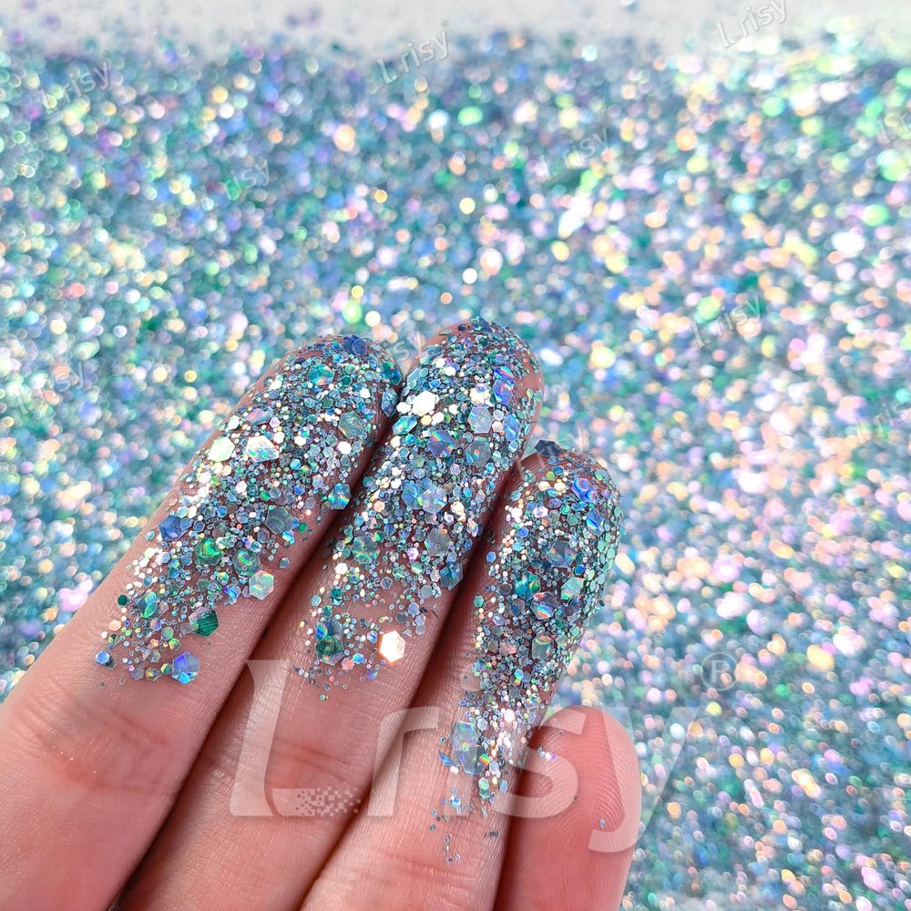 Fine & Chunky Mixed Holographic & Color Shift Ocean Green Glitter LAD03