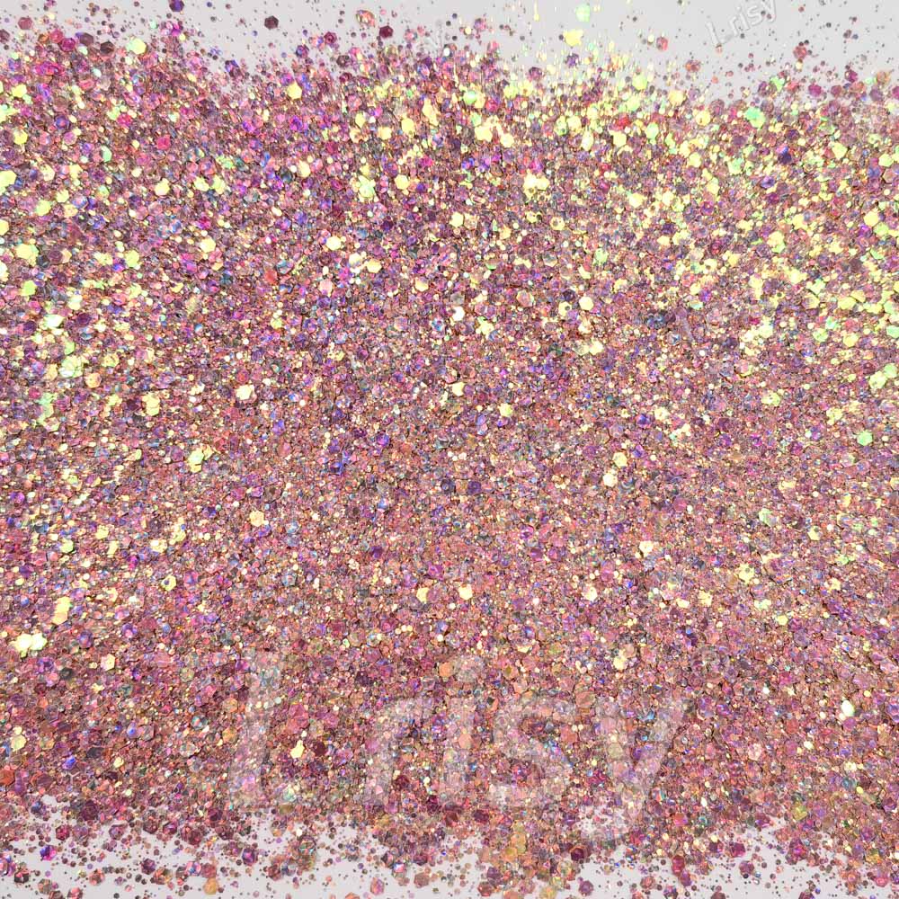 Fine & Chunky Mixed Holographic & Color Shift Rose Gold Glitter LAD11