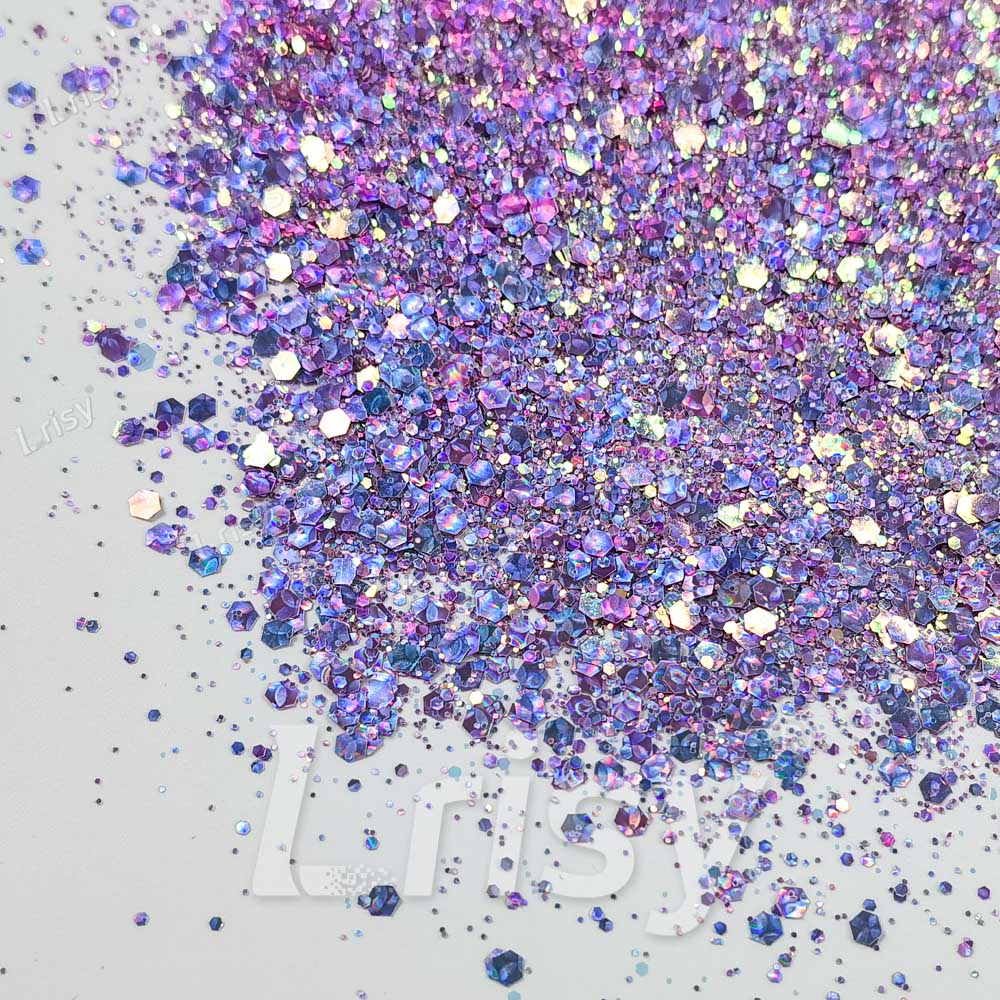 Fine & Chunky Mixed Holographic & Color Shift Neon Blue Glitter LAD12