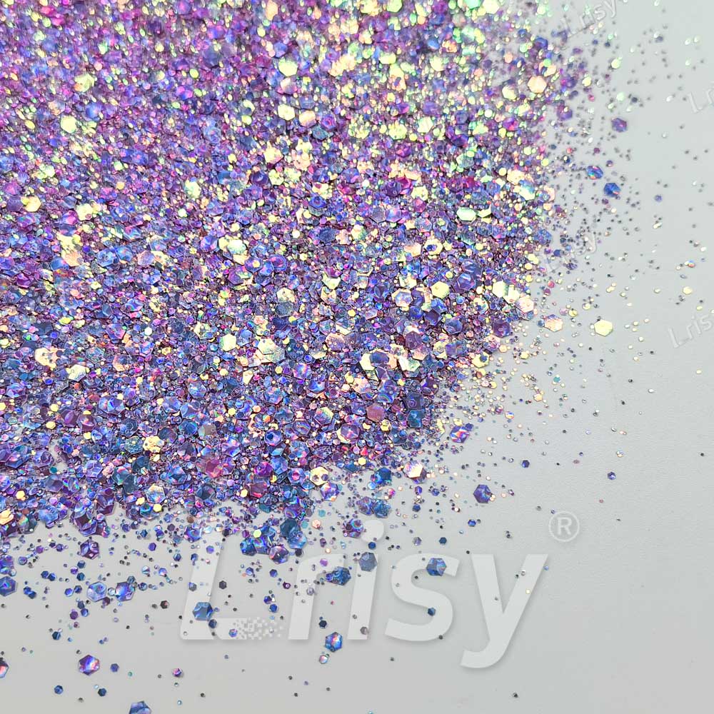 Fine & Chunky Mixed Holographic & Color Shift Neon Blue Glitter LAD12