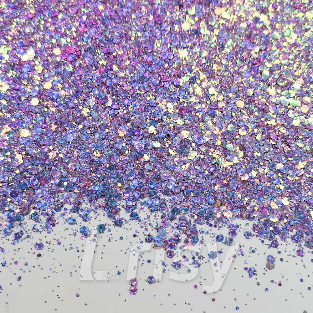 Fine & Chunky Mixed Holographic & Color Shift Neon Blue Glitter LAD12