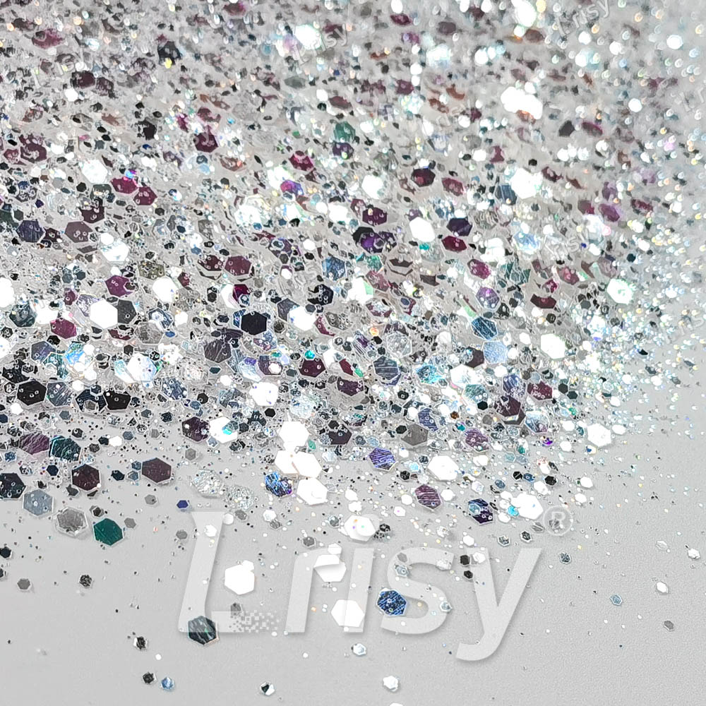 Fine & Chunky Mixed Diamond Mirror Silver Glitter (High Brightness) GSY001A