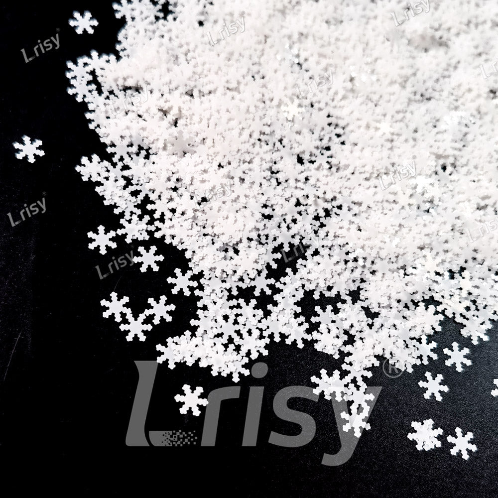 6mm White Snowflake Shaped Glitter B01200