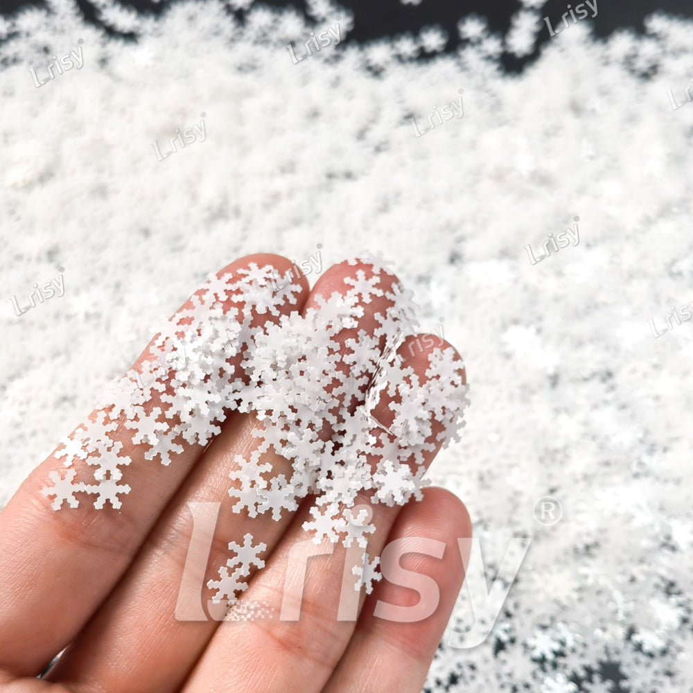 6mm White Snowflake Shaped Glitter B01200