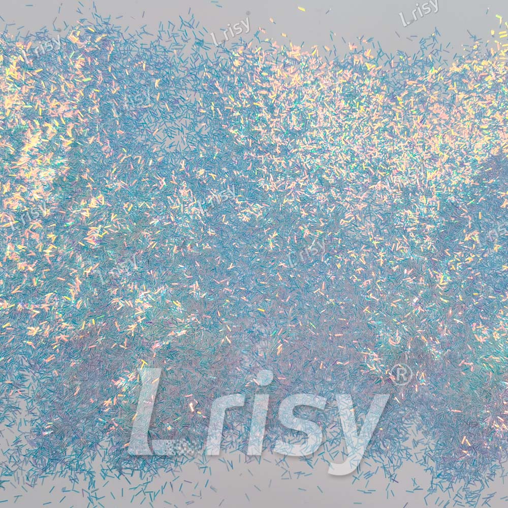 0.3x3.0mm Strip Shaped Ice Blue Iridescent Glitter F321