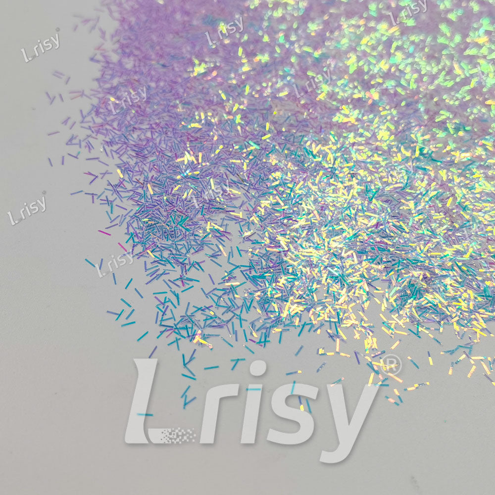0.3x3.0mm Strip Shaped Ice Blue Iridescent Glitter F321