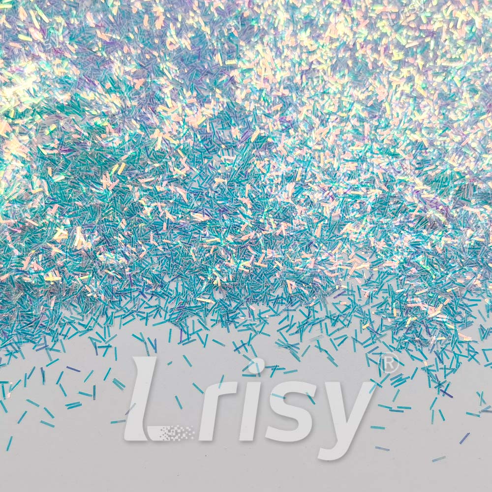 0.3x3.0mm Strip Shaped Ice Blue Iridescent Glitter F321