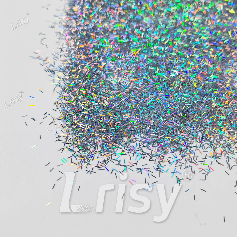 0.3x3.0mm Strip Shaped Holographic Silver Glitter LB0100