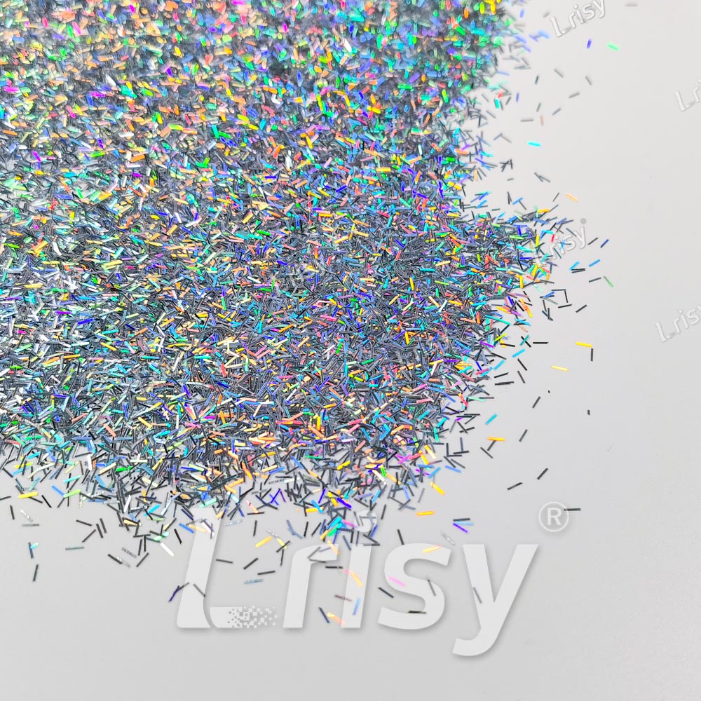 0.3x3.0mm Strip Shaped Holographic Silver Glitter LB0100