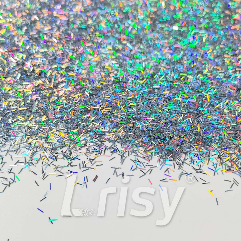 0.3x3.0mm Strip Shaped Holographic Silver Glitter LB0100