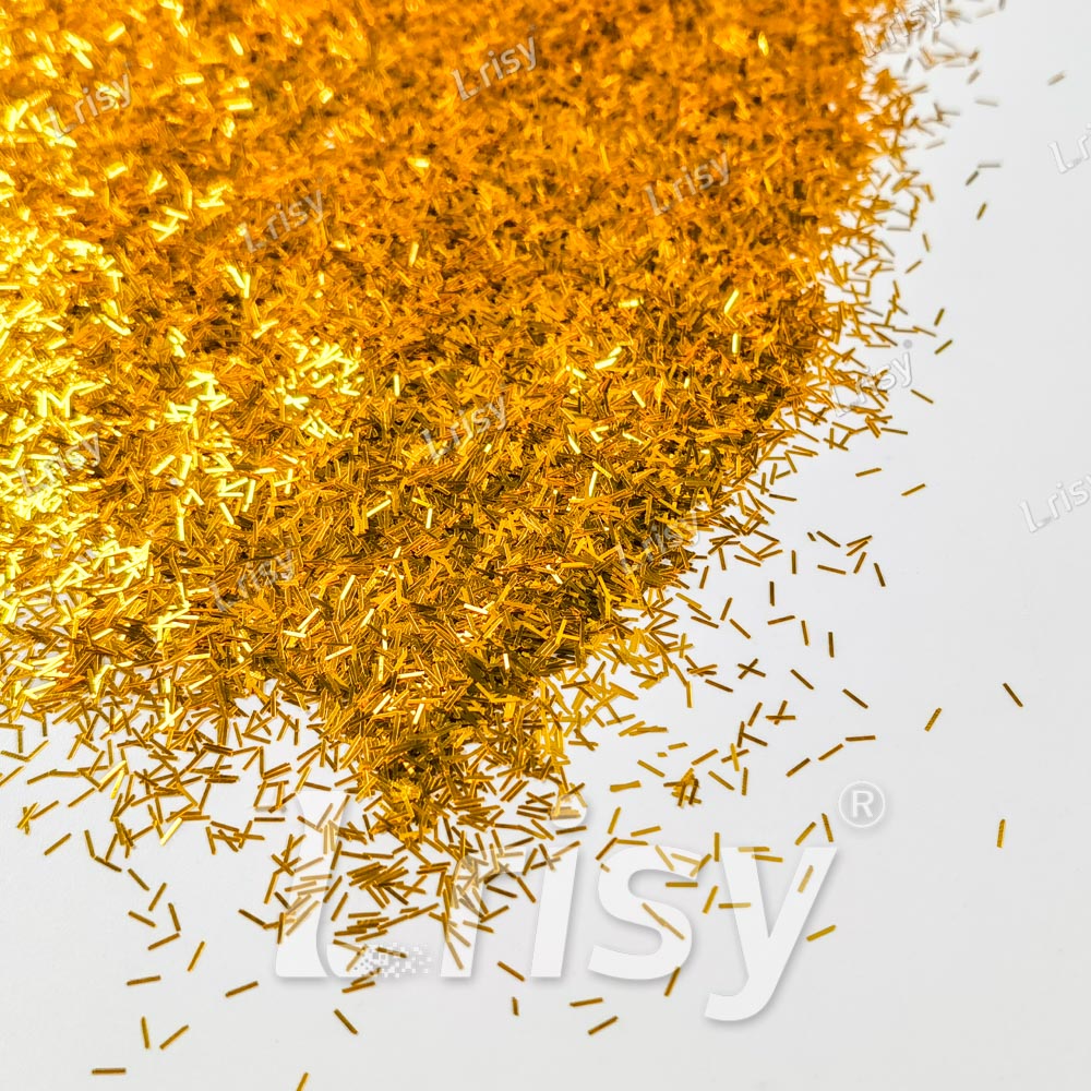 0.3x3.0mm Strip Shaped Golden Solid Color Glitter B0221