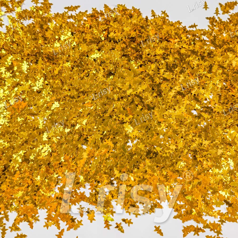 Christmas Tree Shaped Shaped Golden Solid Color Glitter B0221