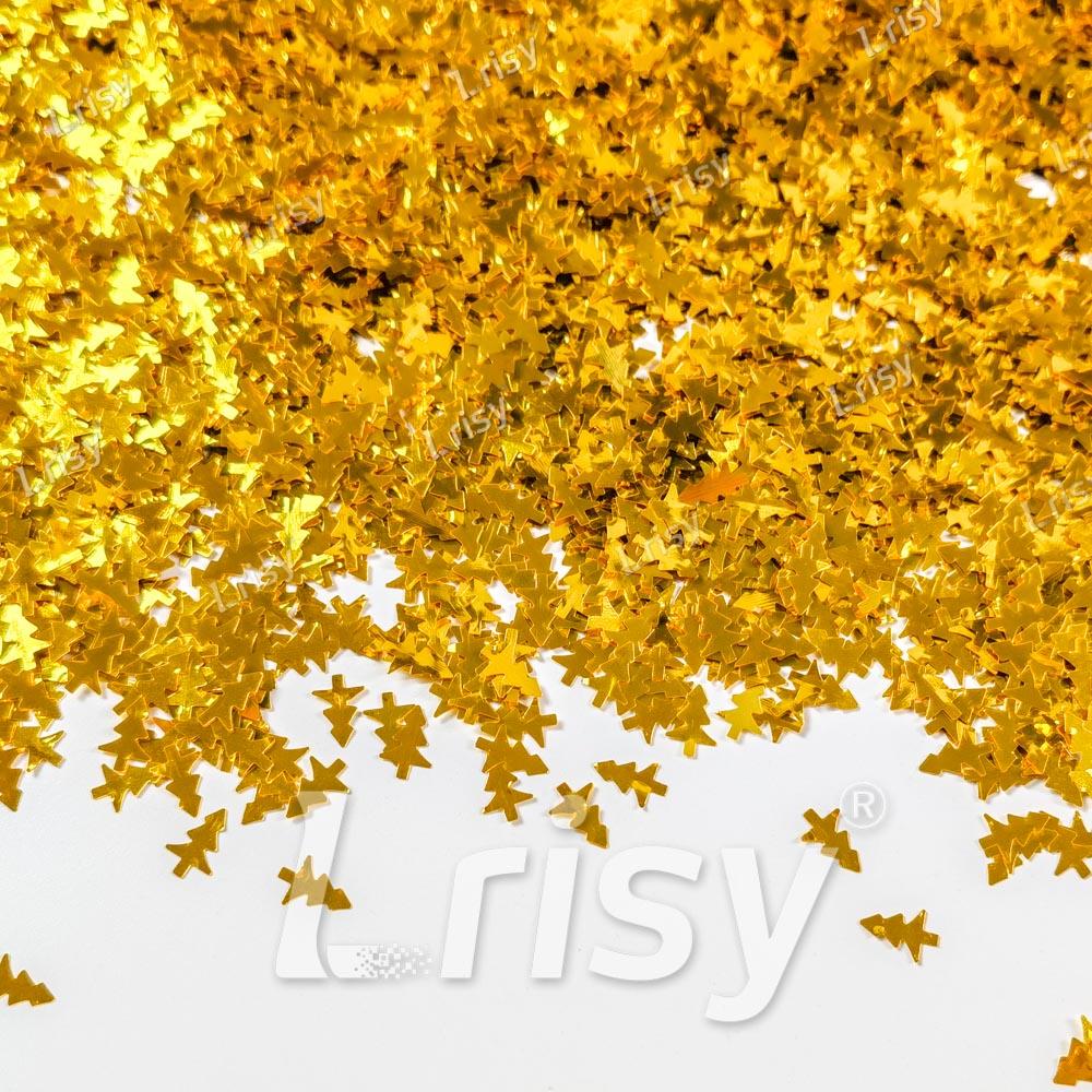 Christmas Tree Shaped Shaped Golden Solid Color Glitter B0221