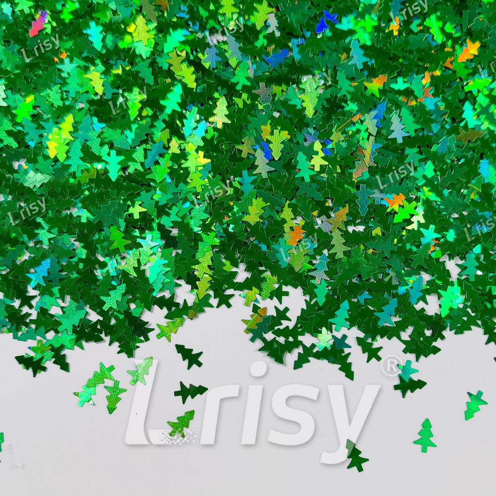 Christmas Tree Shaped Holographic Green Glitter LB0600