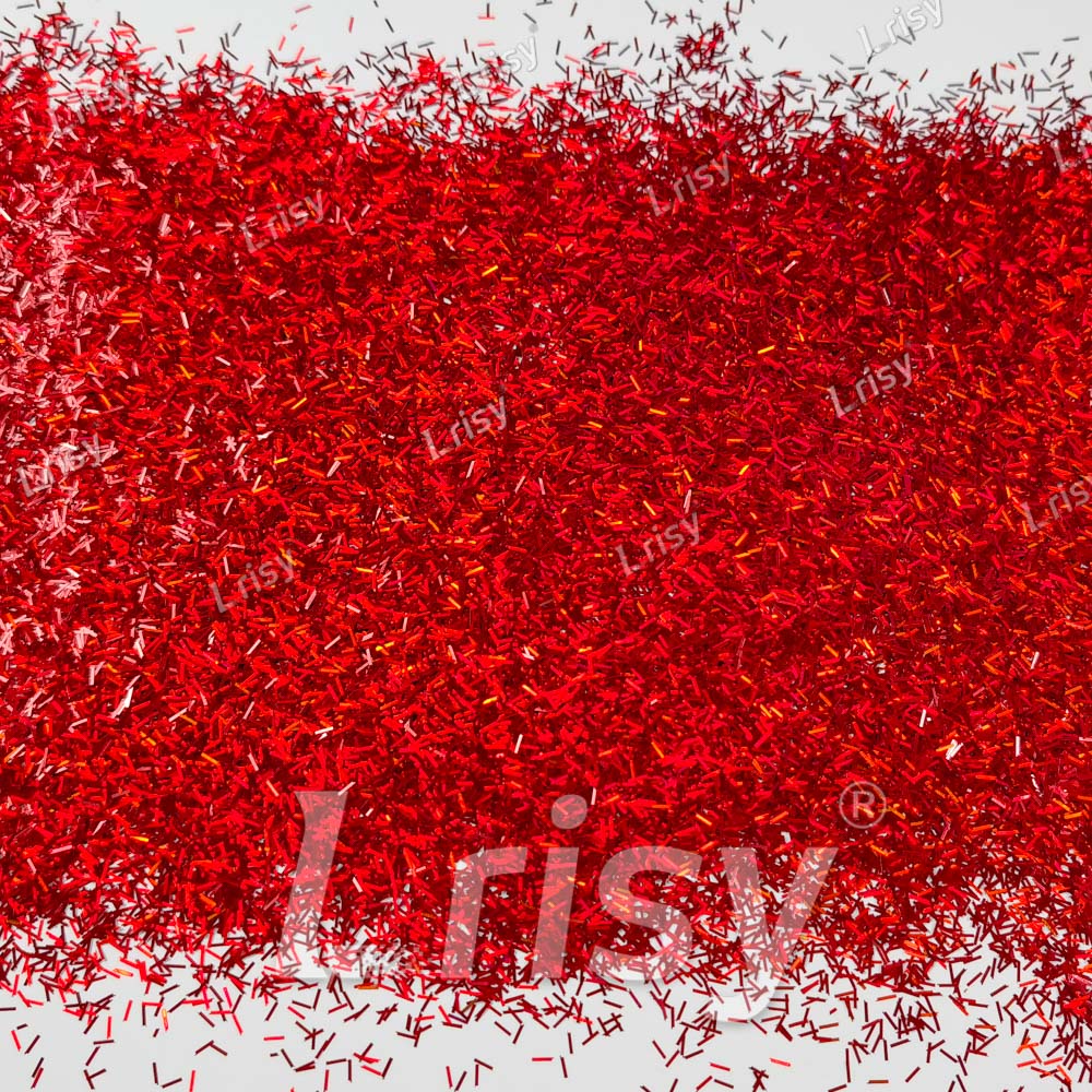 0.3x3.0mm Strip Shaped Holographic Red Glitter LB0300