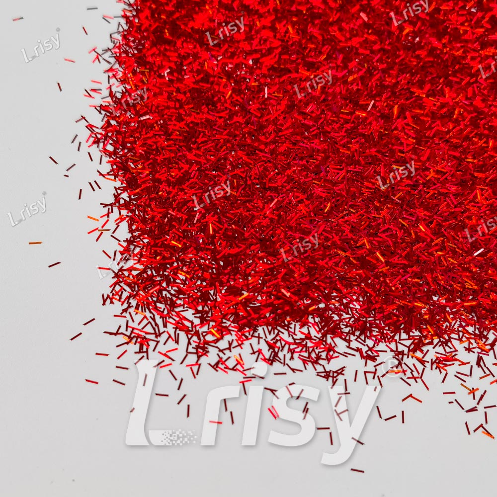 0.3x3.0mm Strip Shaped Holographic Red Glitter LB0300