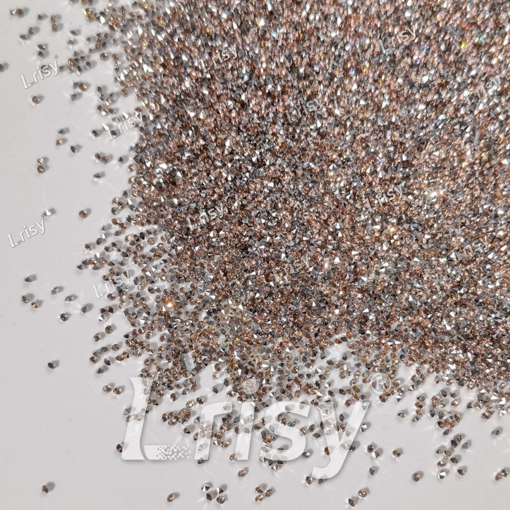 0.8-1mm Champagne Silver Pointed Back Rhinestones PRS201