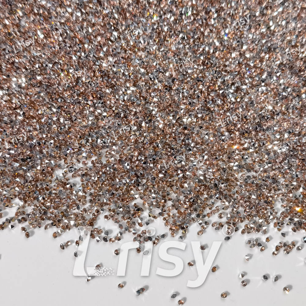 0.8-1mm Champagne Silver Pointed Back Rhinestones PRS201