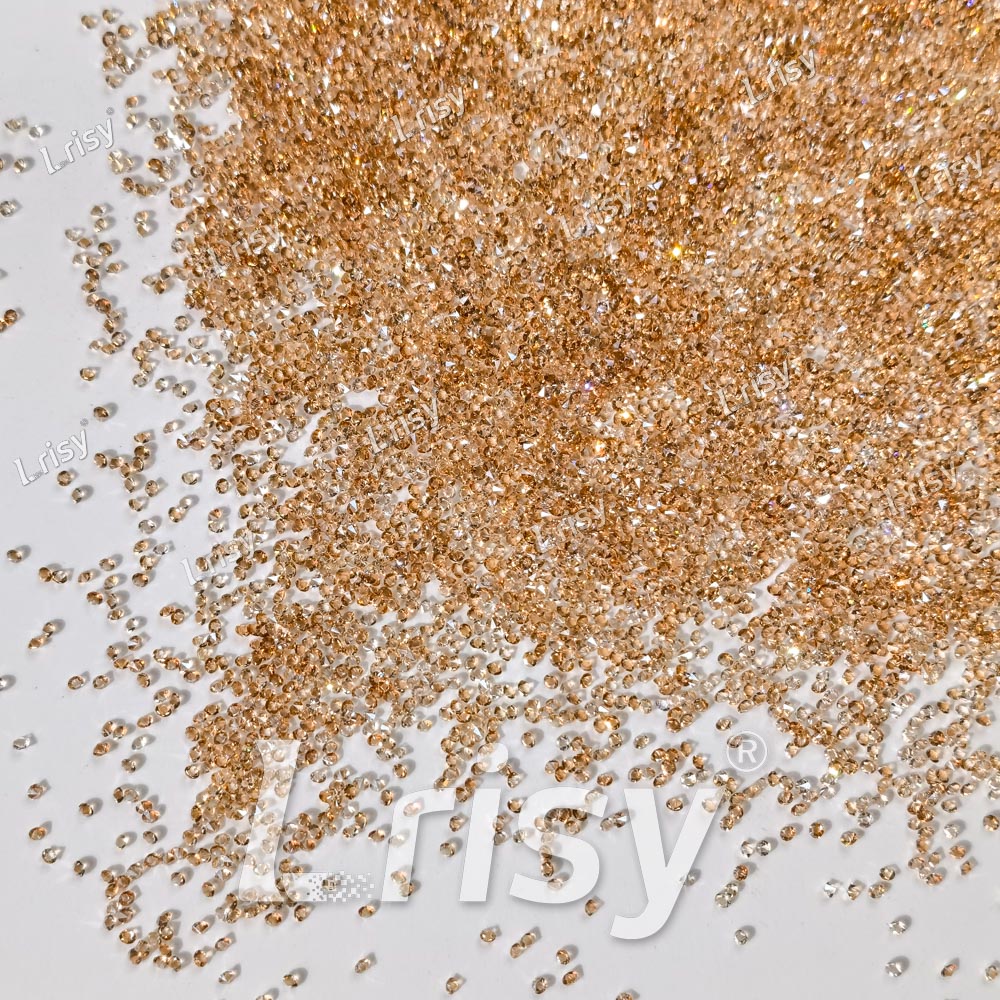 0.8-1mm Champagne Gold Pointed Back Rhinestones PRS044