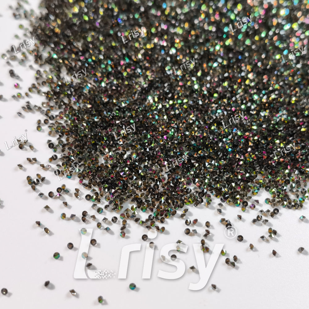 0.8-1mm Green Fantasy Gold Pointed Back Rhinestones PRS041