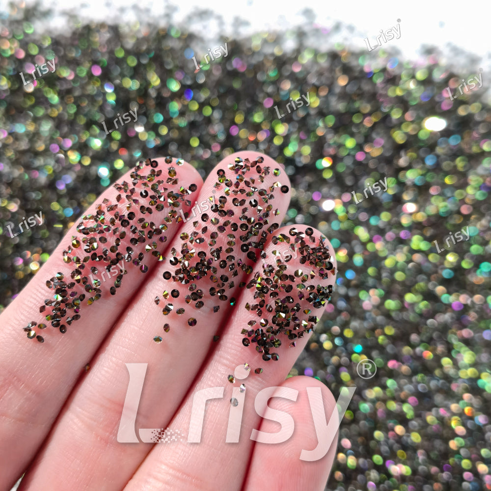 0.8-1mm Green Fantasy Gold Pointed Back Rhinestones PRS041