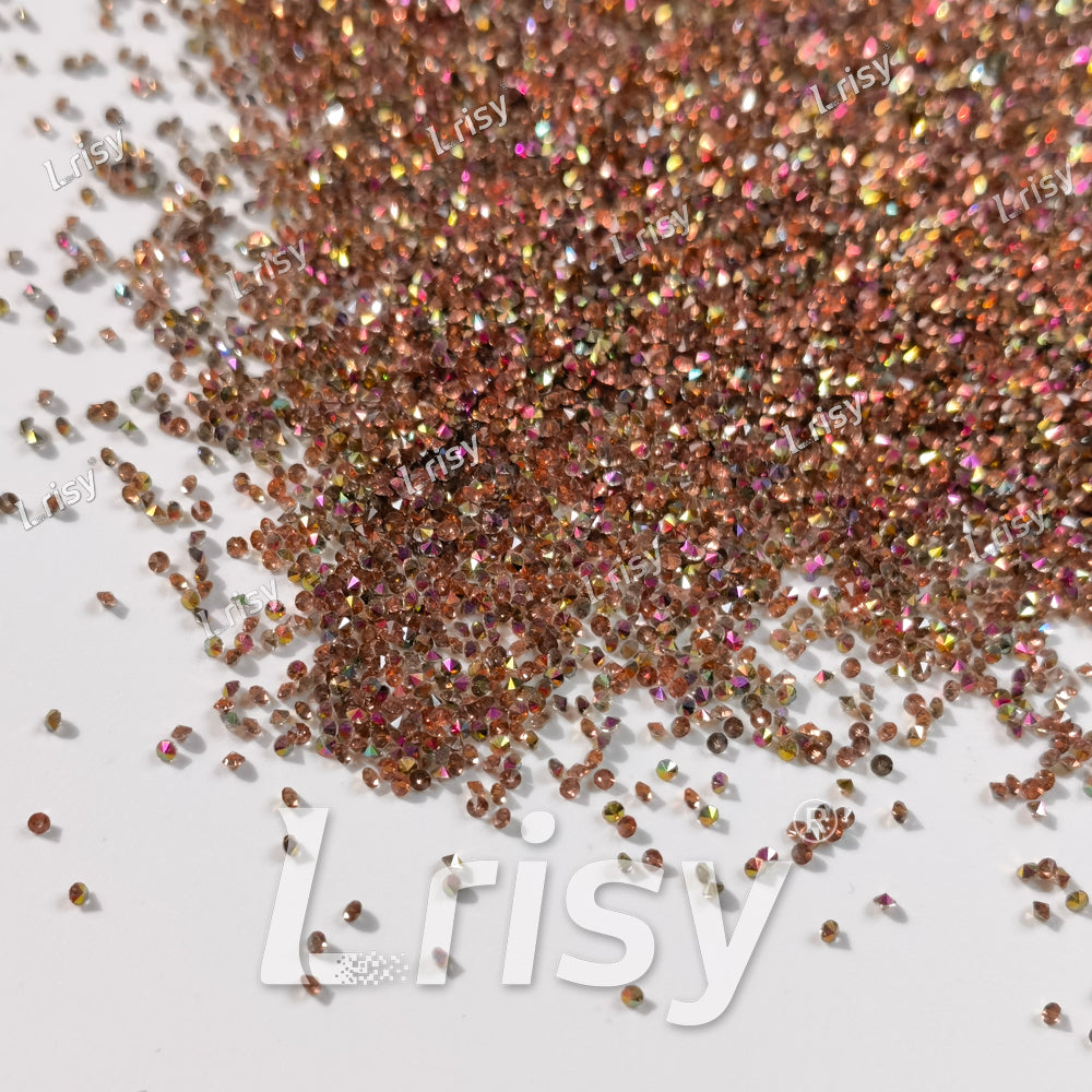 0.8-1mm Rainbow Gold Pointed Back Rhinestones PRS040