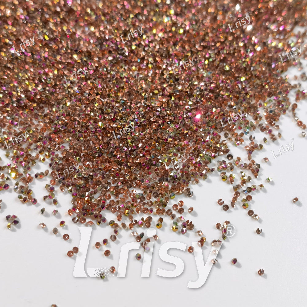 0.8-1mm Rainbow Gold Pointed Back Rhinestones PRS040