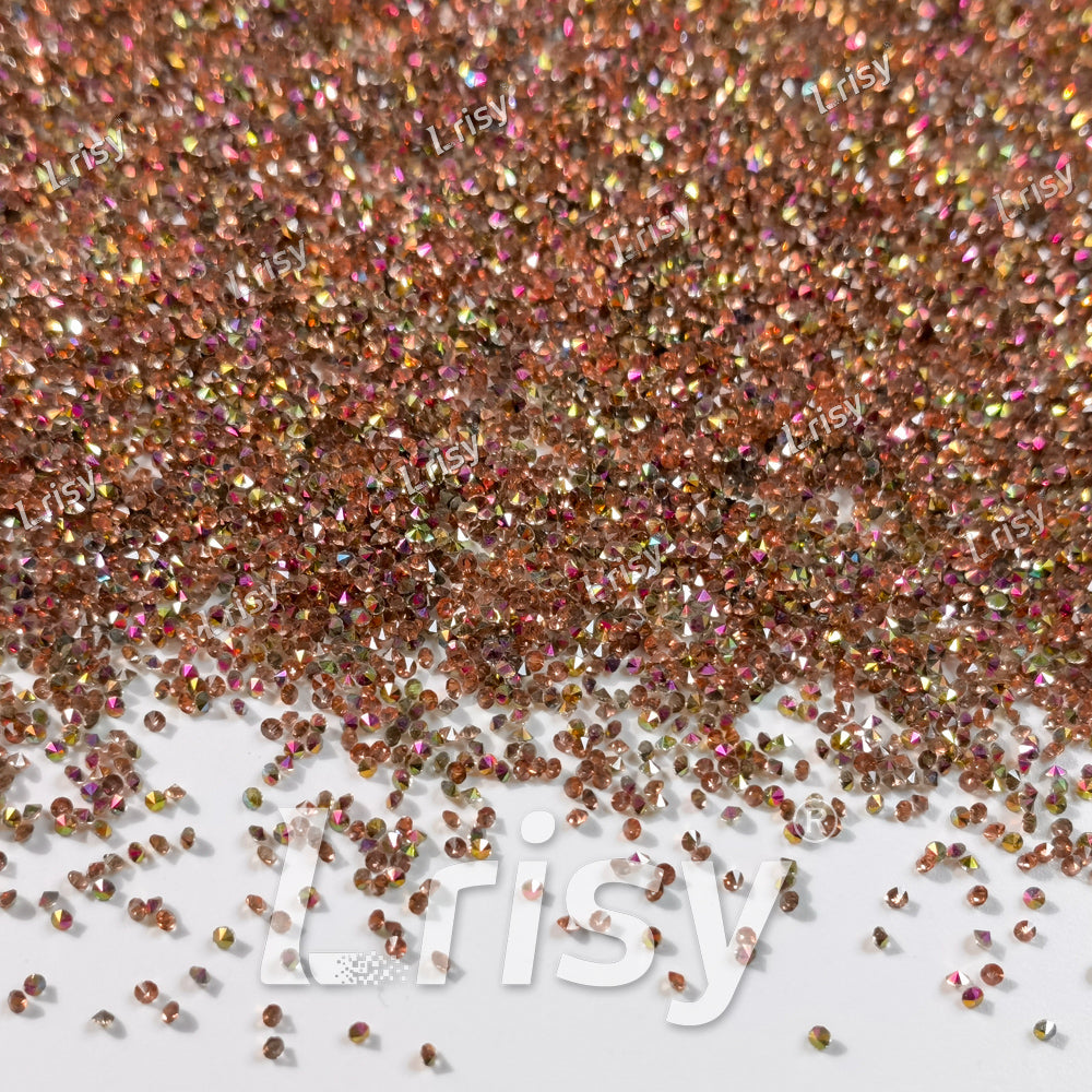 0.8-1mm Rainbow Gold Pointed Back Rhinestones PRS040