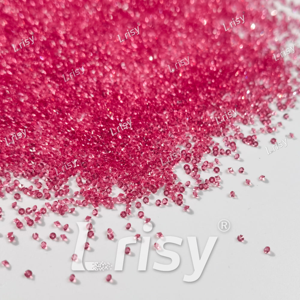 0.8-1mm Rose Red Pointed Back Rhinestones PRS023