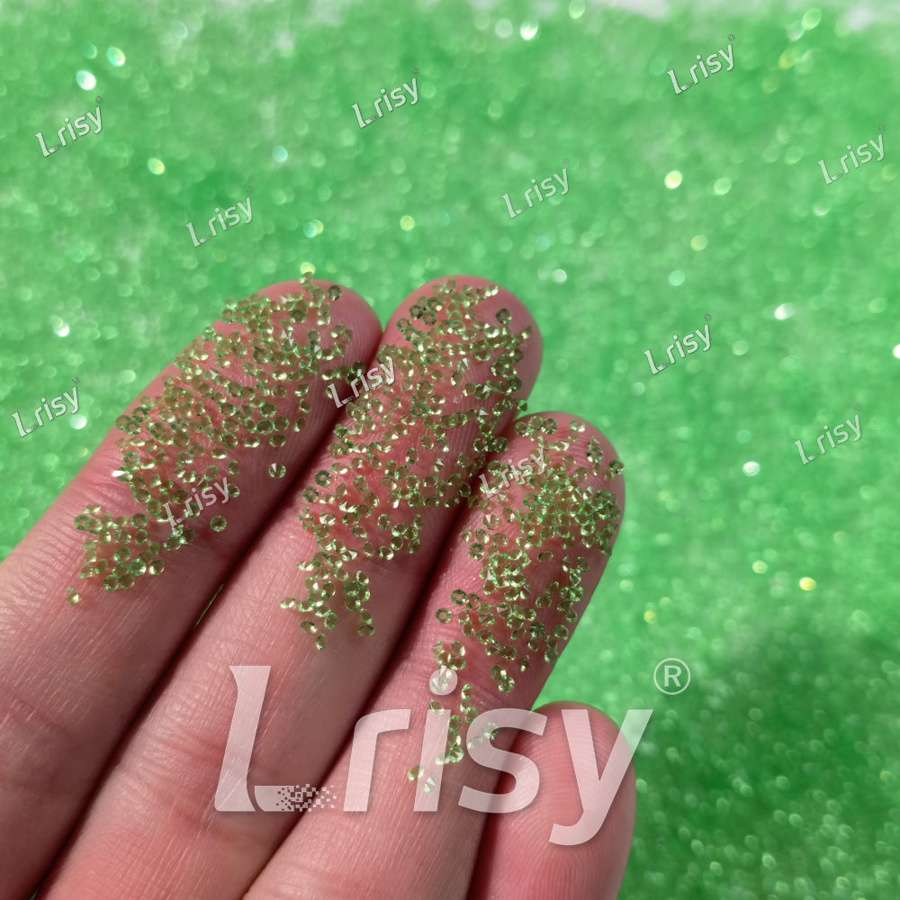 0.8-1mm Light Green Pointed Back Rhinestones PRS007